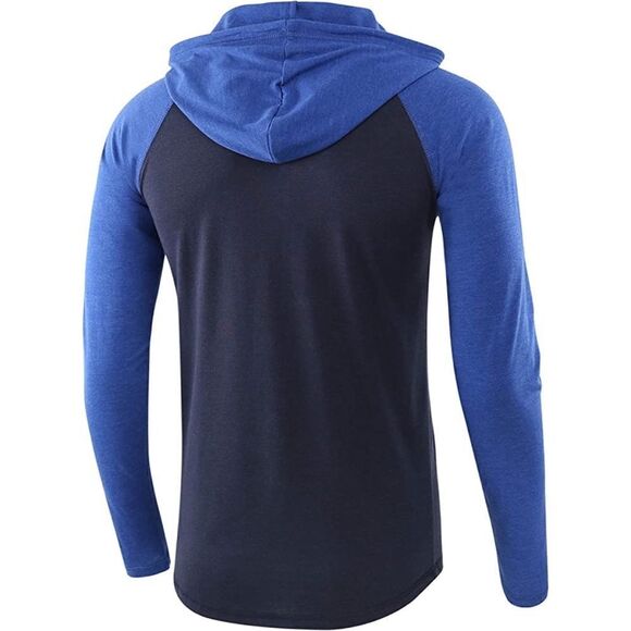 Estepoba Navy/Heather Blue Athletic Fit Lightweight Henley Pullover Shirt XXL - Picture 2 of 7